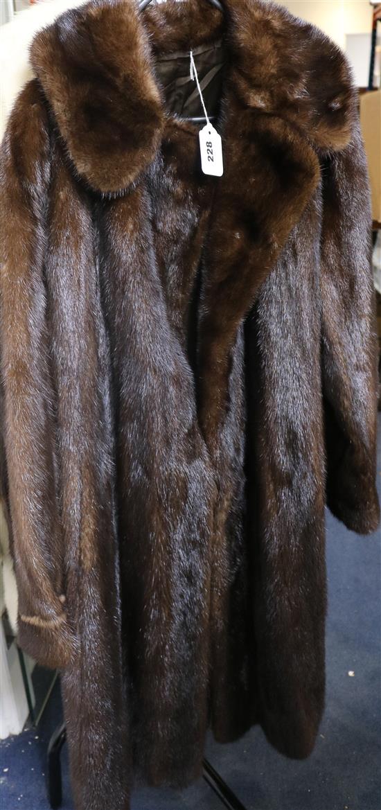 A dark brown mink coat